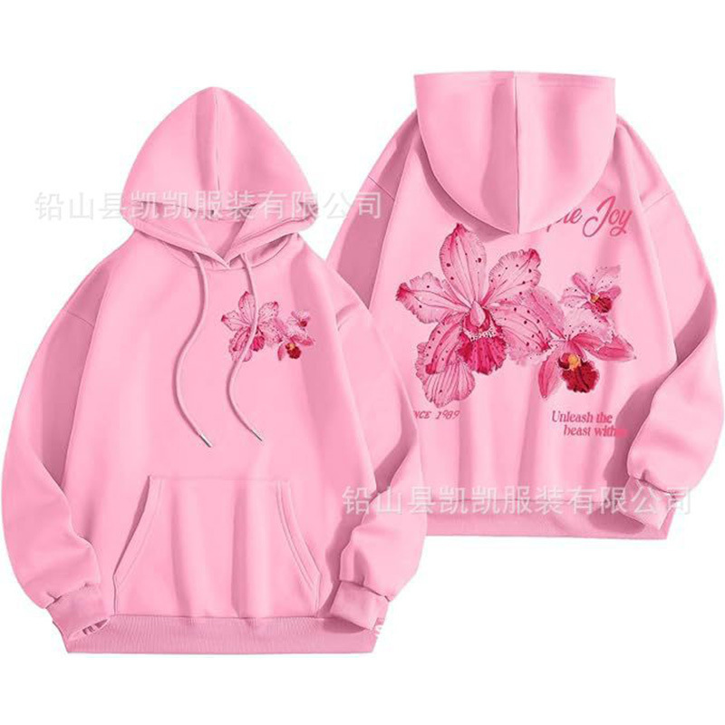 Amazon autumn and winter women's sweater hip-hop retro street ins plus size personalized letter printed hooded sweater