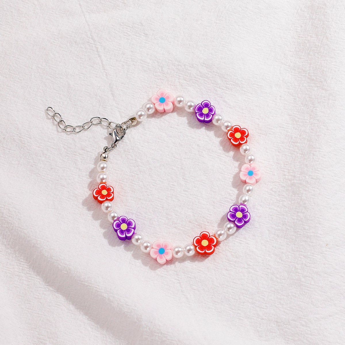 Rice Bead Soft Pottery Resin Flower Pearl Anklet Wholesale Jewelry Nihaojewelry display picture 3