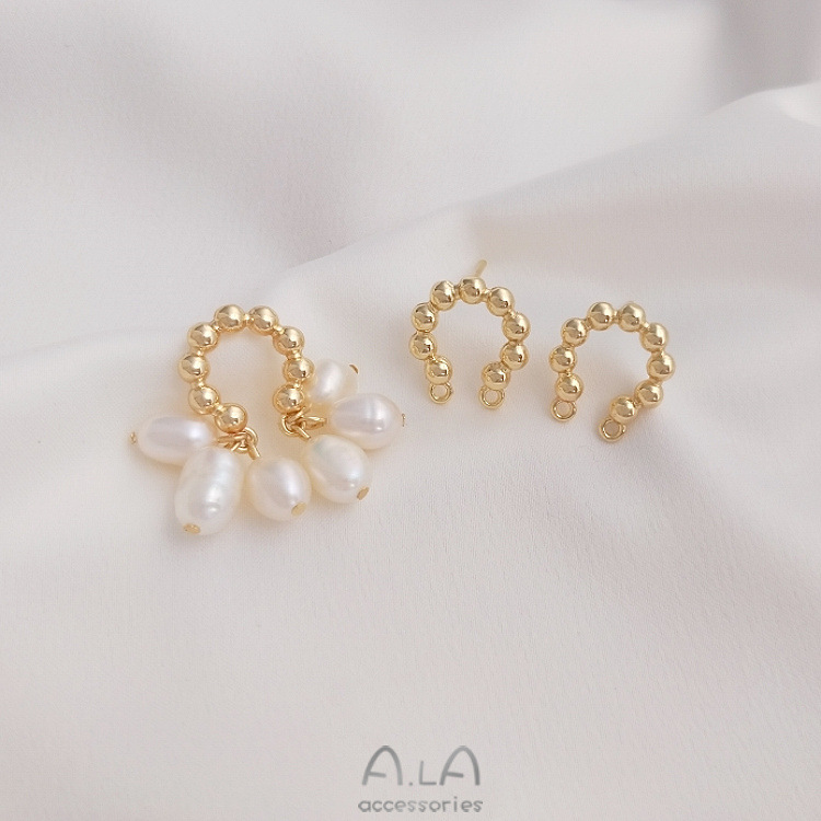 5g Weight Earring Findings Jewelry Making Type 1 Pair 13 * 15mm Copper 14K Gold Plated U Shape Polished Earring Findings