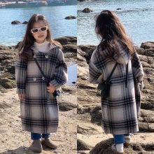 女童毛呢大衣2025新冬季儿童韩版中长款洋气格子风衣加厚毛呢外套