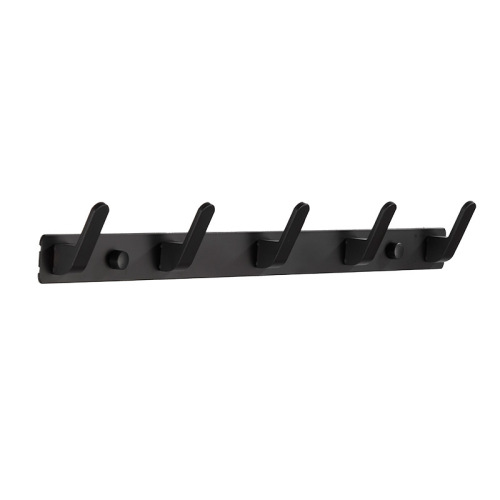 Bathroom traceless hooks without punching Nordic simple black space aluminum row hooks creative kitchen toilet clothes hooks