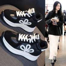 真皮老爹鞋女2025秋冬新款高帮加绒女鞋爆款厚底阿甘运动小白鞋女