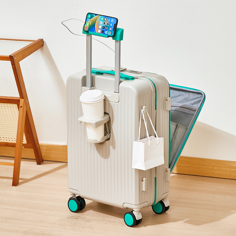 Caja de embarque de 20 pulgadas Equipaje de Apertura frontal Pequeño estuche de viaje de carga multifuncional ligero para mujer Estuche de contraseña