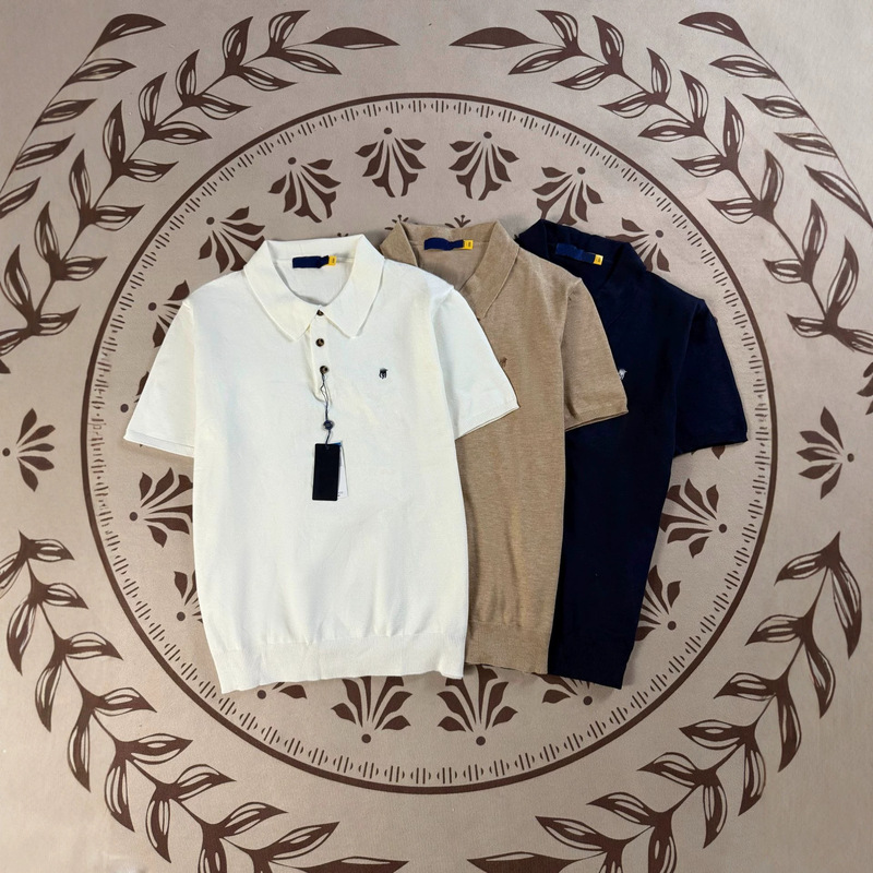 Rl Ralph Lauren Summer Polo Shirt with Fine Embroidery, Short-Sleeve Button-Up Breathable Knit Sweater for Men and Women