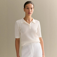 欧美百搭短袖镂空针织女士夏季休闲上衣跨境亚马逊女装套头衫现货