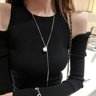 Temperament Long Necklace Pearl Y-Shaped Pull-Out Adjustable Fashionable Necklace Personalized Accessory