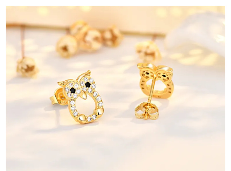 3g Weight Copper Ear Needle Material Zircon Inlay Material Ear Studs Classification 1 Pair Quantity Daily Occasion Copper Material Owl Pattern Women's Gender Cute, Sweet Style 1 Pair Cute Sweet Owl Copper Zircon Ear Studs 4