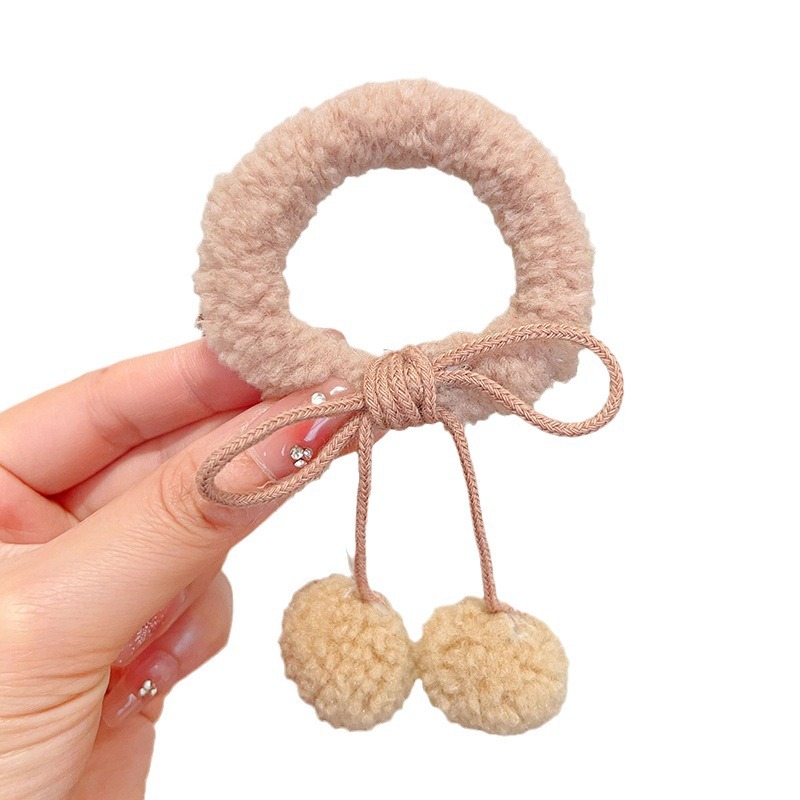 Banda de pelo de felpa cuerda de pelo de cola de caballo Otoño e Invierno cuerda de pelo para niños banda de goma para bebés no duele el cabello Tocado lindo para niñas accesorios para el cabello alto