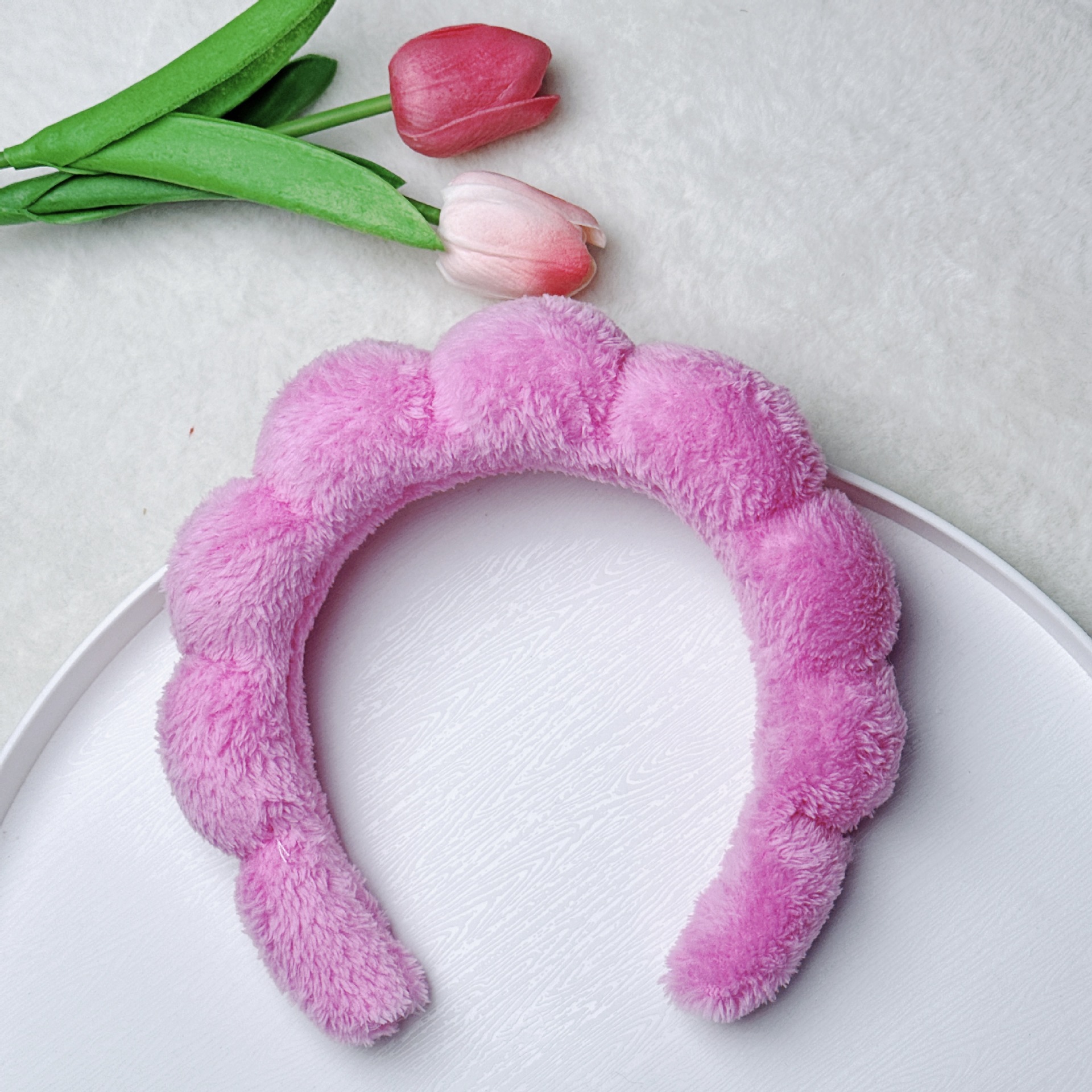 Diadema de Esponja tipo Nube de Tela para Lavado de Cara