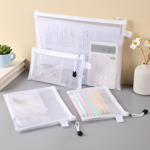 Transparent document bag, large capacity, student test paper, stationery storage bag, grid, multi-specification information organizing bag