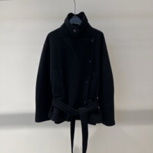 2025冬季新款女装翻领短款单排扣羊毛大衣宽松毛呢外套 234019