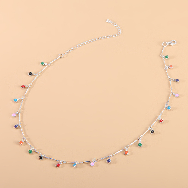 10g Weight Zircon Inlay Material Necklace Classification Alloy Chain Material 1 Piece Quantity Simple Style Round Alloy Inlay Zircon Women's Necklace