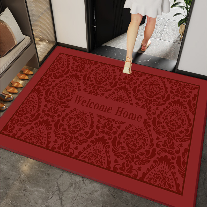 Red Festive Entrance Floor Mat Home Entrance Non-slip Foot Mat Entrance Door Mat Cutting High-grade Carpet