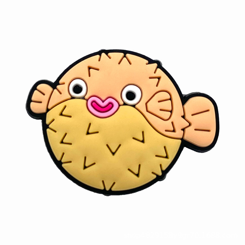 サメ、イルカ、ヒトデ、海洋動物、Zhibixing クロックス、アクセサリー、PVC ソフトラバークロックス、靴バックル、靴の花の装飾|undefined