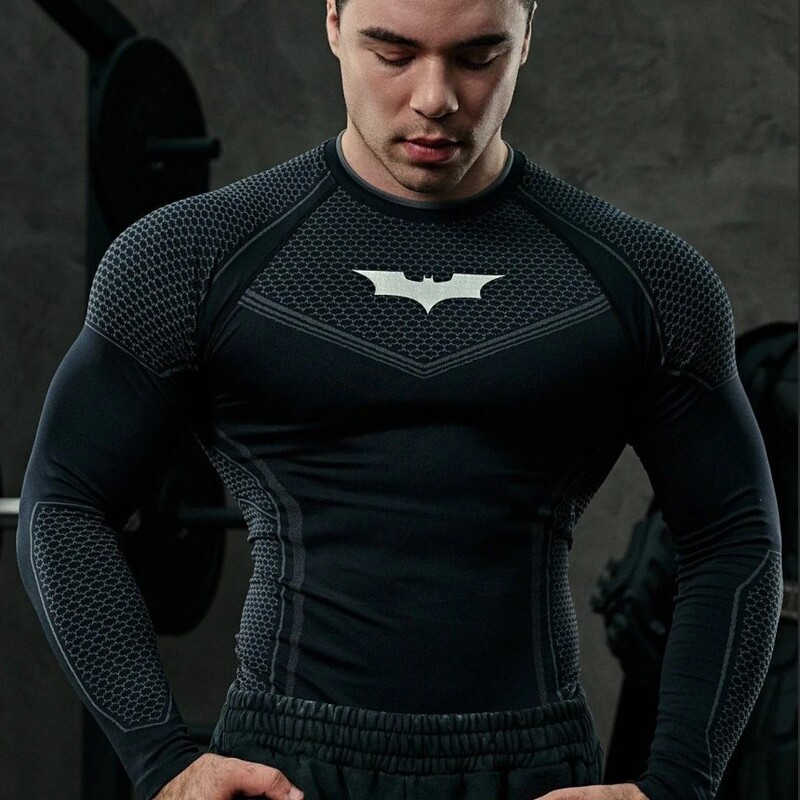 Youngla American Style New Men's Tight-Fitting T-Shirt Jogger Sports Fitness Running Training Quick-Drying Printed Long Sleeves