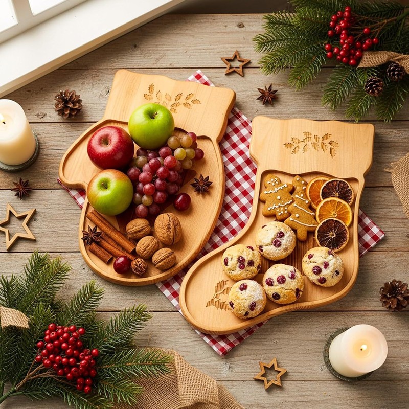 Christmas Wooden Tray Home Party Cheese Board Cake Tray Kidsren's Snack Decoration Tray Candy Tray