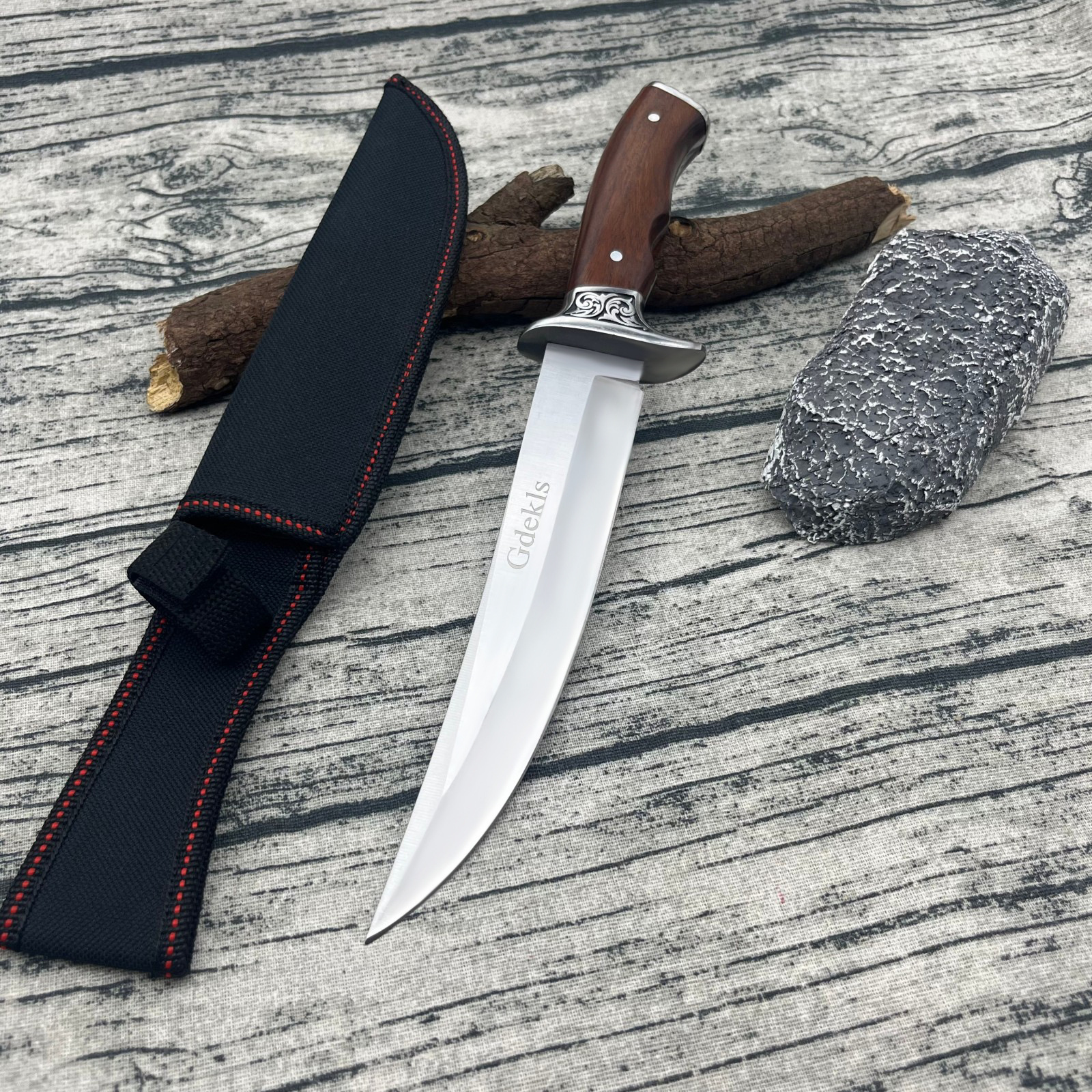 户外彩木柄露营便携户外登山荒野求生刀露营多功能高硬度战术刀