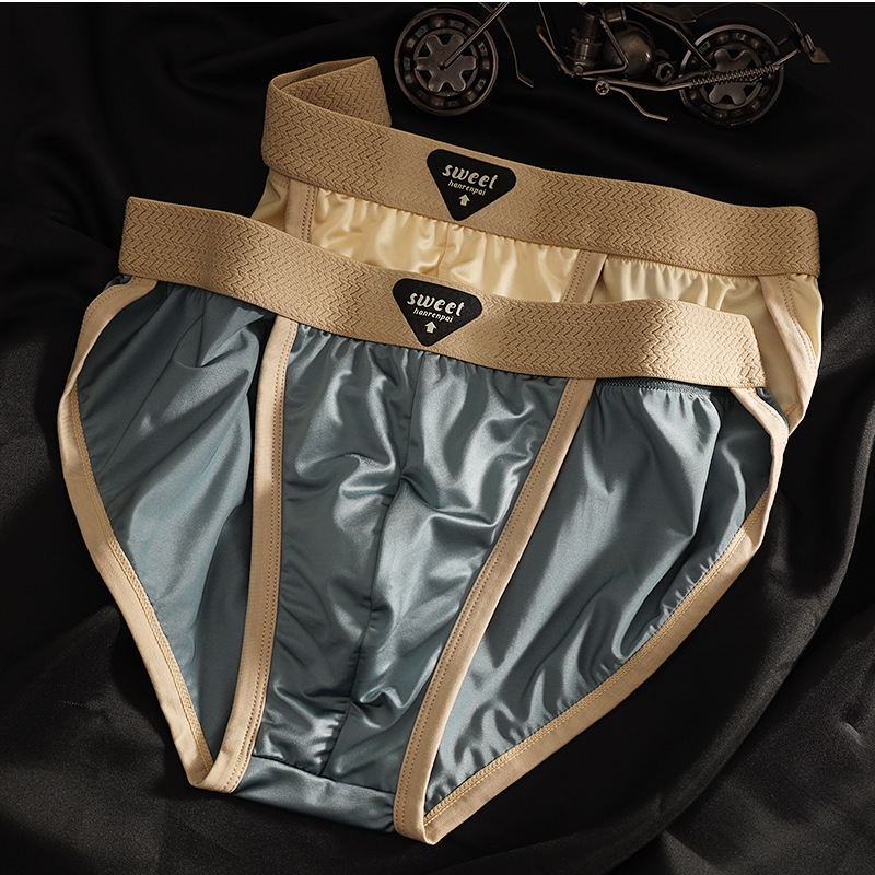 Men's High-Cut Underwear, High-End Luxury Men's Briefs, Summer Trendy Ice Silk Sexy Breathable Briefs