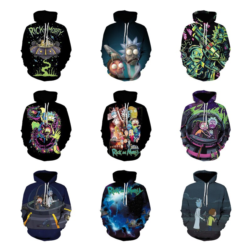 New European and American anime Rick and Morty 3D digital printed hoodie
