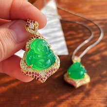 小巧翡翠色帝王绿玛瑙满绿起光玻璃种天然绿玉髓吊坠