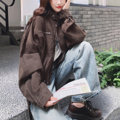 棕色美拉德复古气质机车短外套女秋季2025新款又酷又飒的工装夹克