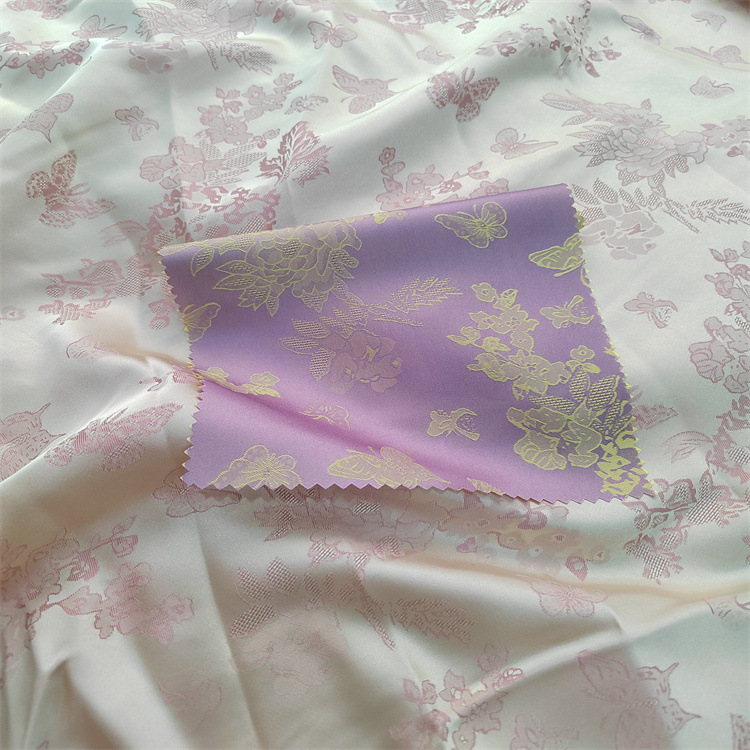 蝴蝶双色人丝提花面料 新中式旗袍裙子礼服连衣裙服装套装布