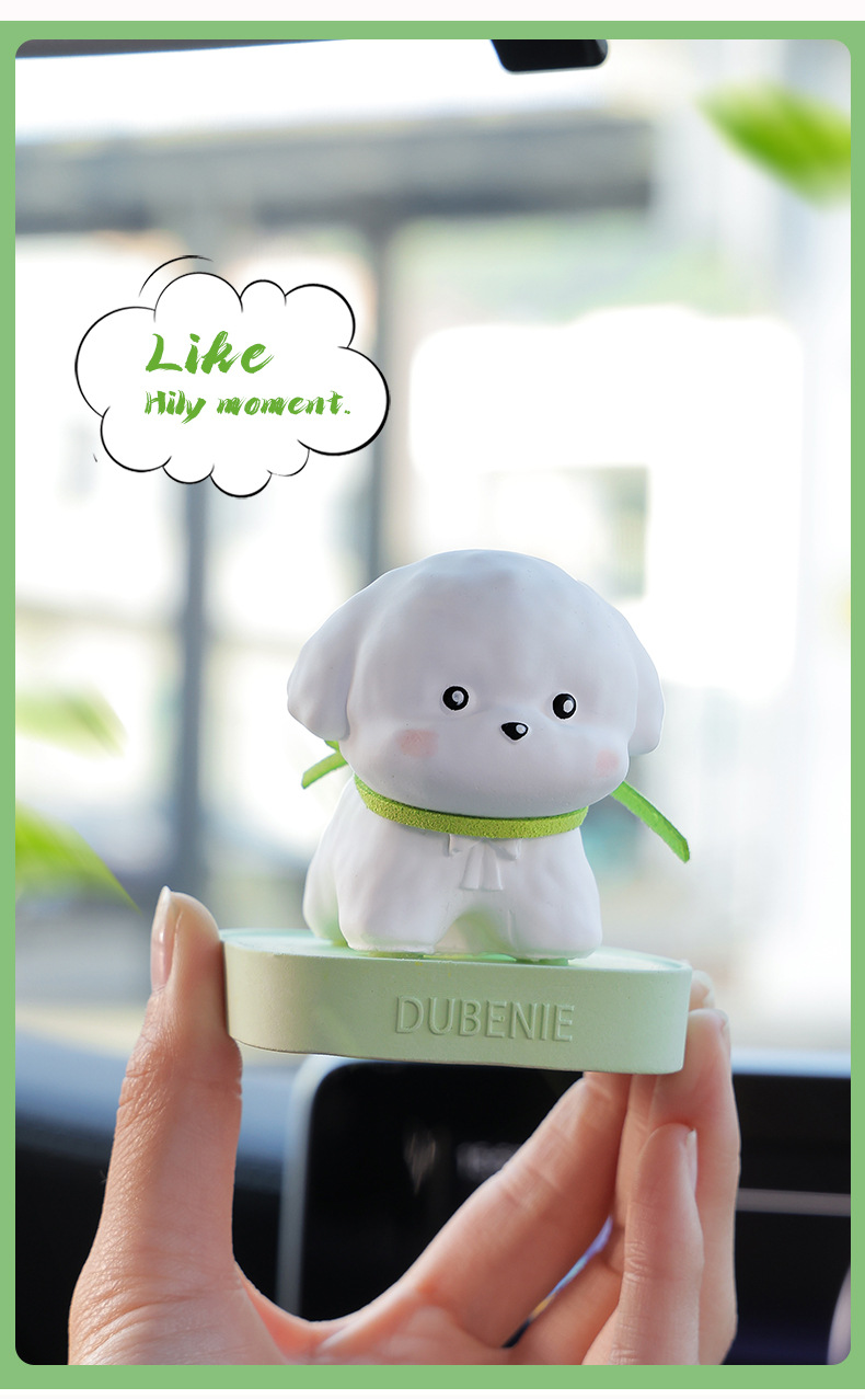 Small Milk Dog Car Aromatherapy Center Console Ornaments Diffuser Stone Cute and Lively Bichon Car Small Fresh Home Accessories