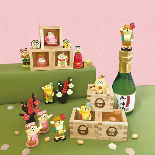 Japanese-style Goods ZAKKA Food Toys, Trendy INS Playthings, Setsubun Fuku Oni Cat Valentine's Day Gift – Resin Mini Decorations for Photography