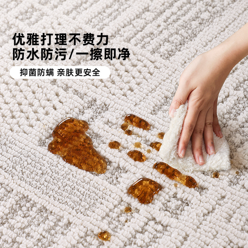 Alfombra de lujo ligera italiana personalizada sala de estar impermeable a prueba de contaminación 2025 nueva alfombra tejida sin pegamento sin aldehído antibacteriano