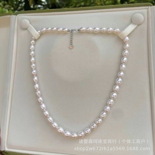 Zhuji Natural Freshwater seedless Rice Beads Pearl Necklace 4-7mm Aurora Extremely Flaw Sweet Cute Fragrant Style