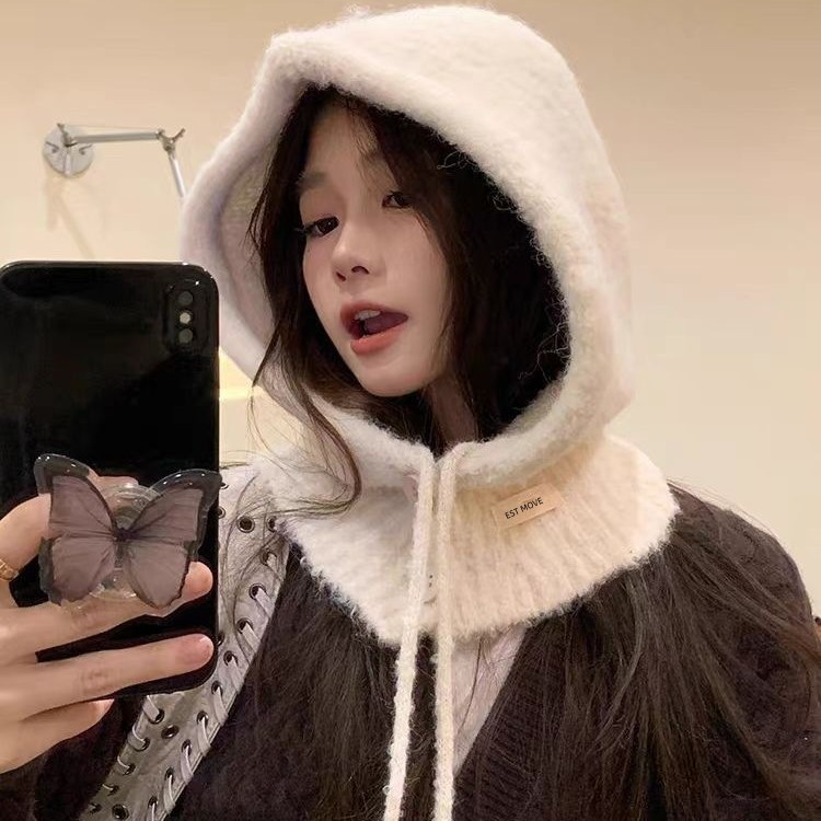 巴拉克拉法帽子女新款秋冬保暖情侣连体针织帽围脖一体混纺毛线帽|undefined