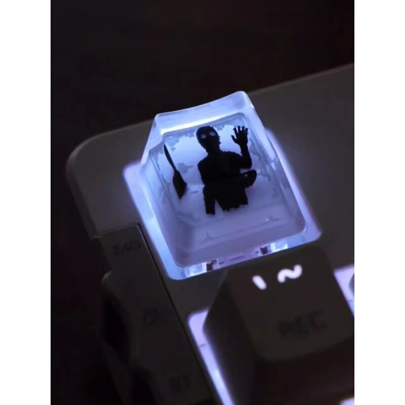 Rust Lake Series Black Shadow Keycaps, Hungry Ghosts Locked in Keycaps, Personalized Creative Mechanical Keyboard Cross Keys