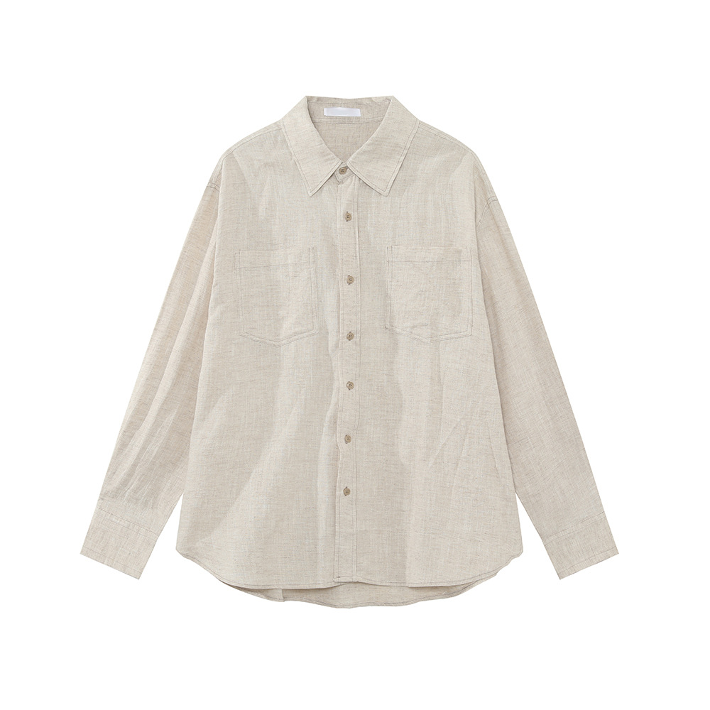 MTLCLOTHES Hombres| Coreano minimalista básico camisa de ramie de color sólido pantalones casuales con traje de viaje universal