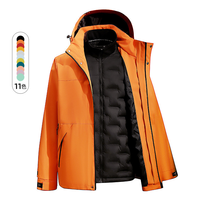 Jacket Outdoor Couple Winter Three-In-One down Liner Warm Work Jacket Men's Windproof Mountaineering Jacket