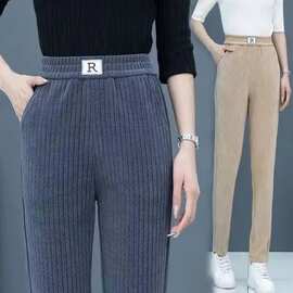 2024速卖通雪尼尔裤子潮百搭女新款灯芯绒爆款裤子哈伦休闲女裤