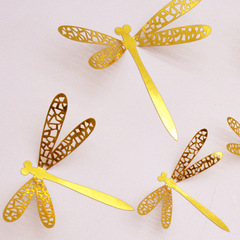 12 pieces 3D metal texture hollow dragonfly swallow cross-border 3D butterfly wall home butterfly decoration cross-border