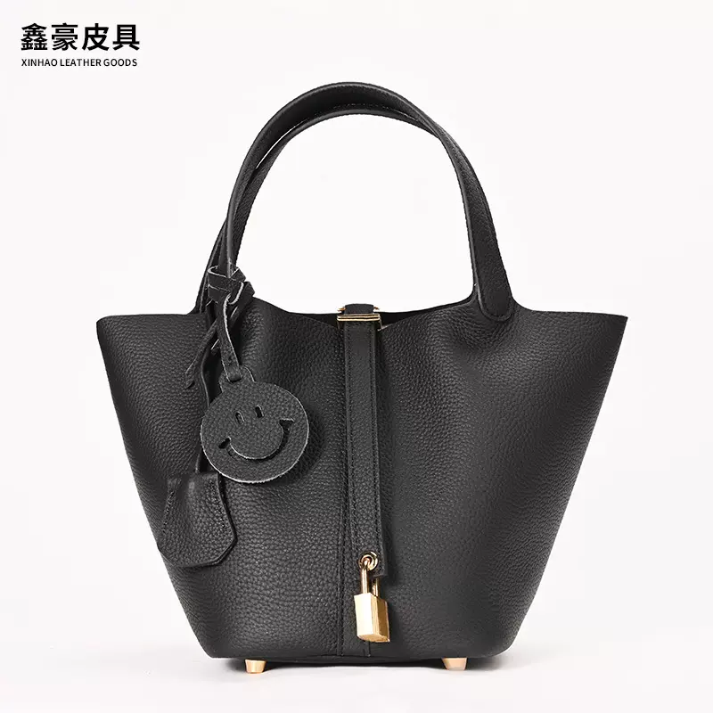 菜篮子包真皮荔枝纹手提水桶包TOGO牛皮包包女大容量手提包 批发