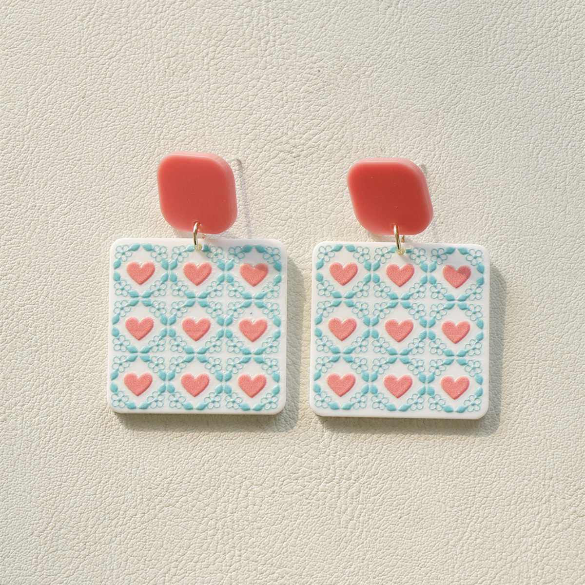 Daily Occasion soft clay Material 1 Pair Cute Simple Style Heart Shape Flower Soft Clay Women's Drop Earrings