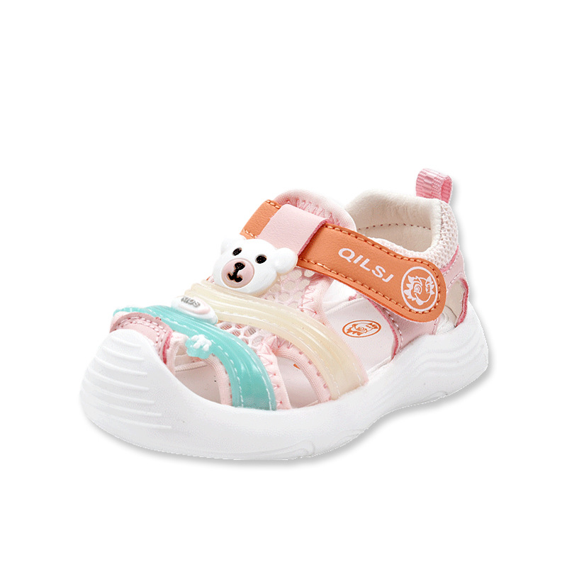 Verano nuevo estilo de dibujos animados para niños, sandalias para niños pequeños, zapatos funcionales de suela suave, zapatos fríos para bebés femeninos anti-patadas, cabello