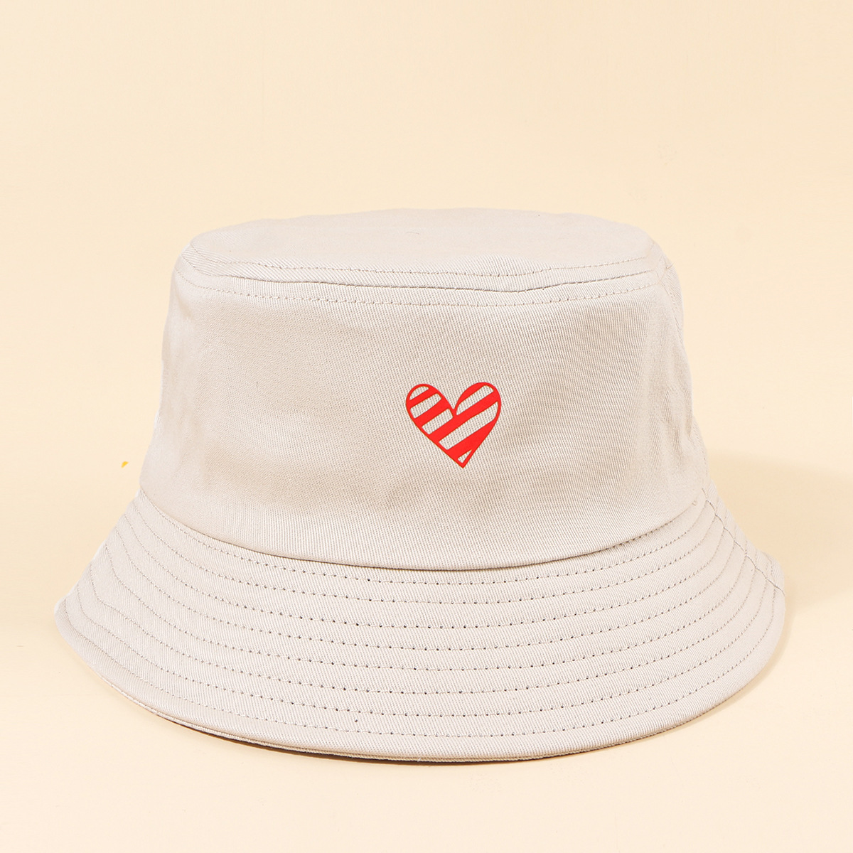 128g Weight Bucket Hat Hats Type Daily Occasion Cotton Material Heart Shape Pattern All Seasons Season Women'S Gender Heart Design Simple Style Style Wide Eaves Rim Women's Simple Style Heart Shape Heart Wide Eaves Bucket Hat 10