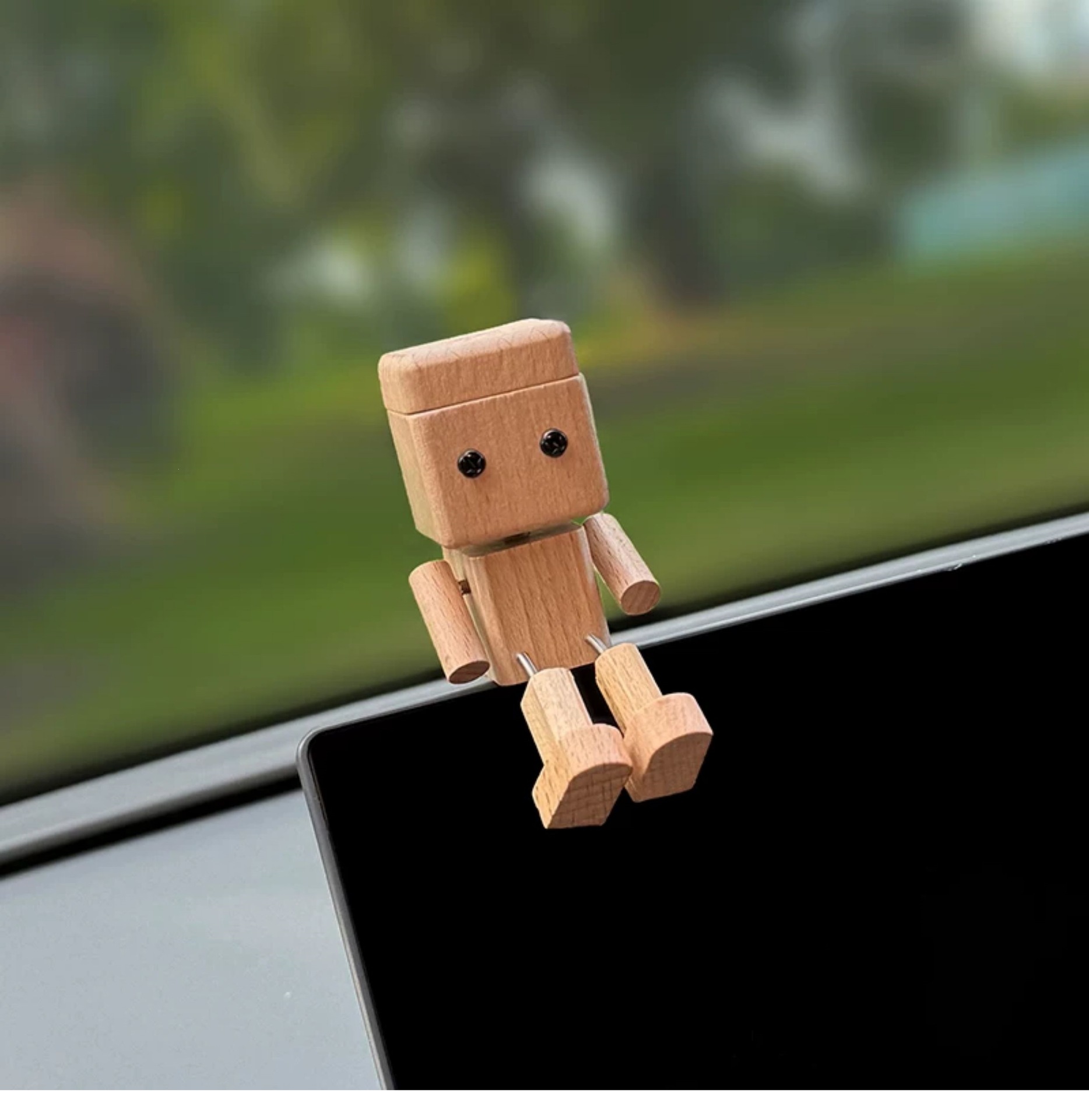 New model of leg-shaking wooden figurine, creative car accessory, cute car screen decoration, gift for women with shaking legs