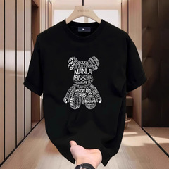 夏の男女のアメリカ式のごろつきのかっこいい重ポンドの純綿の半袖のtシャツの青年insの潮のブランドの街頭のゆったりしている丸首の上着