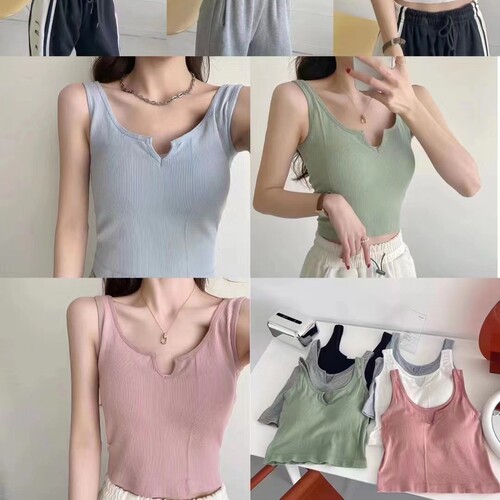 Women's Summer Outerwear American Style Individual Pure Color Cotton Comfortable Breathable Navel-baring Underwear