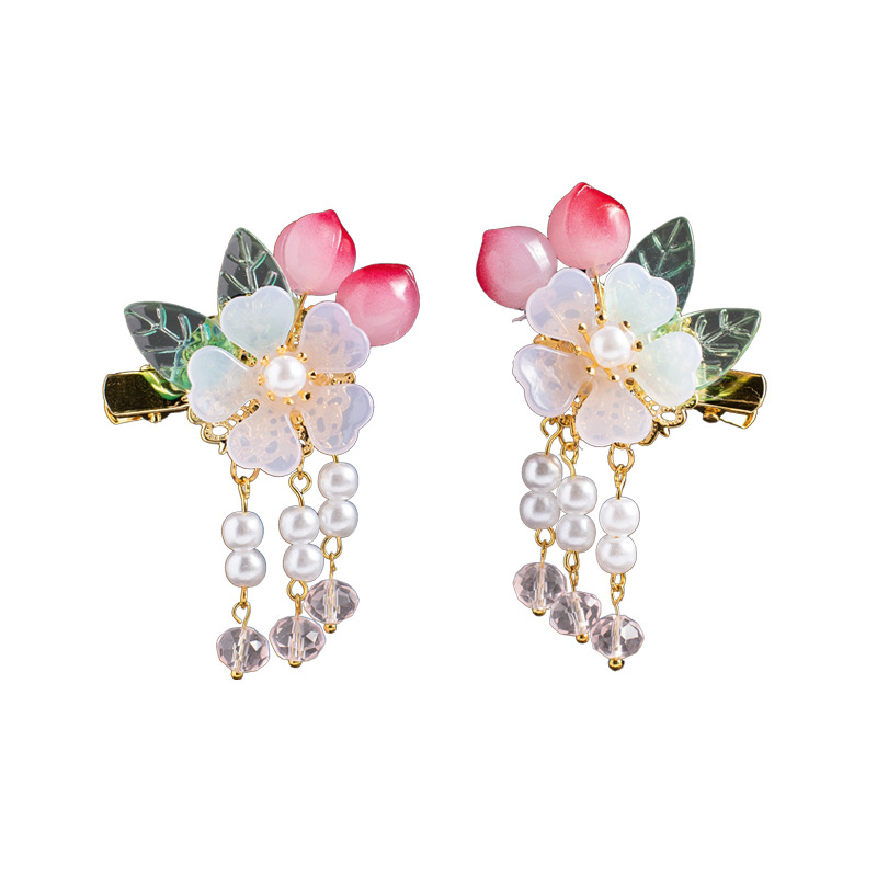 복숭아와 자두 헤어 액세서리 쌍