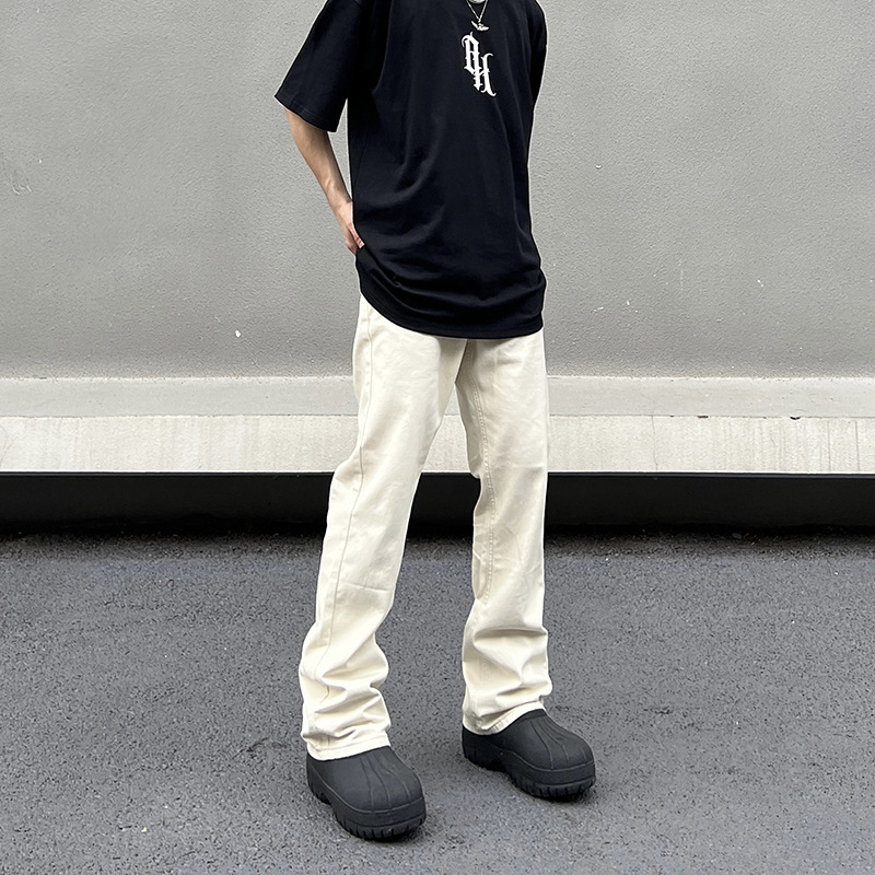 American high street vibe apricot straight jeans men's autumn and winter ins trendy cleanfit micro la Magila suit pants