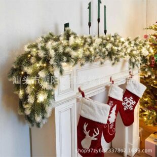 Amazon explosions Christmas rattan 1.8 meters PE pine needle rattan LED luminous wreath door stair handrail ornaments