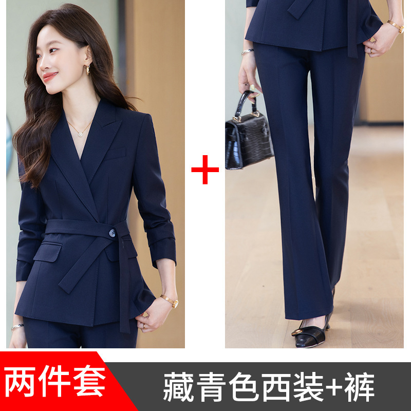 米色西装套装女春秋轻奢高级感阔腿裤职业正装小个子休闲西服外套|undefined