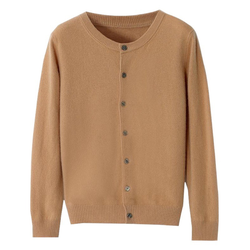 Cardigan 23 color sólido primavera nuevo punto corto de las mujeres cuello redondo Delgado suéter que basa la camisa manga larga más tamaño abrigo