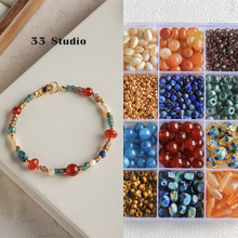 【敦煌】进口古董米珠天然石红玛瑙串珠手链项链珠子diy配件材料