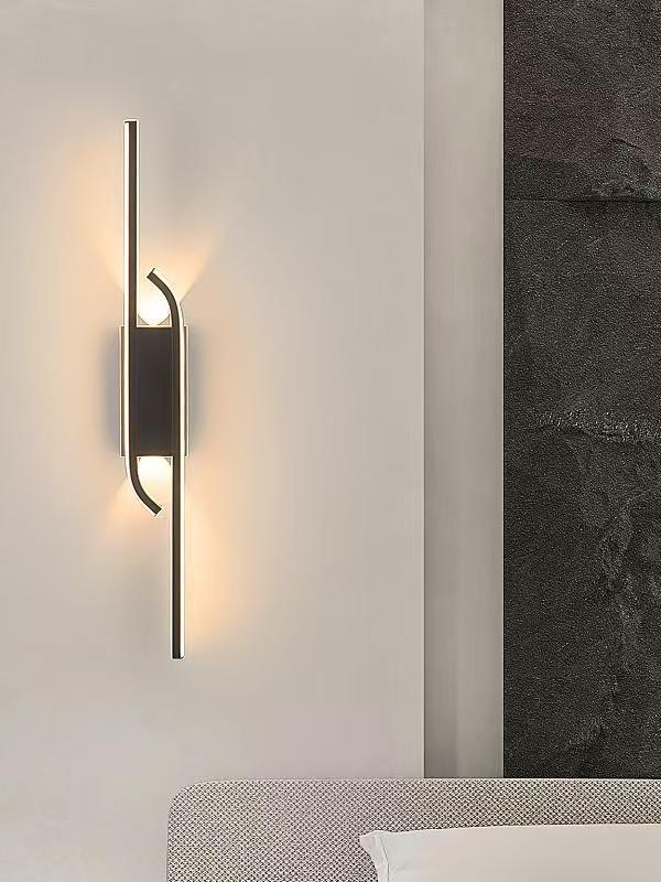 Moderno LED TV de línea larga simple lámpara de fondo pared lámpara de parrilla luz lujosa pasillo dormitorio sala de estar lámparas Zhongshan